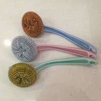 Kitchen Cleaning Plastic Handle Stainless Steel Metal Wire Pot Brush Kitchen with Handle