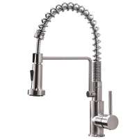 SUS304 Stainless Steel Lead-free Kitchen Spring Faucet Brushed Nickel Pull Out 360 Rotation Spray Kitchen Hot and Cold Mixer Tap