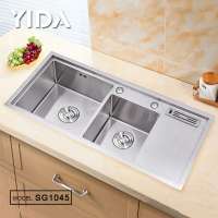 Hot Sale Project Handmade Kitchen Sinks Stainless Steel Double Sinks America Quality Standard With Knife Shelf